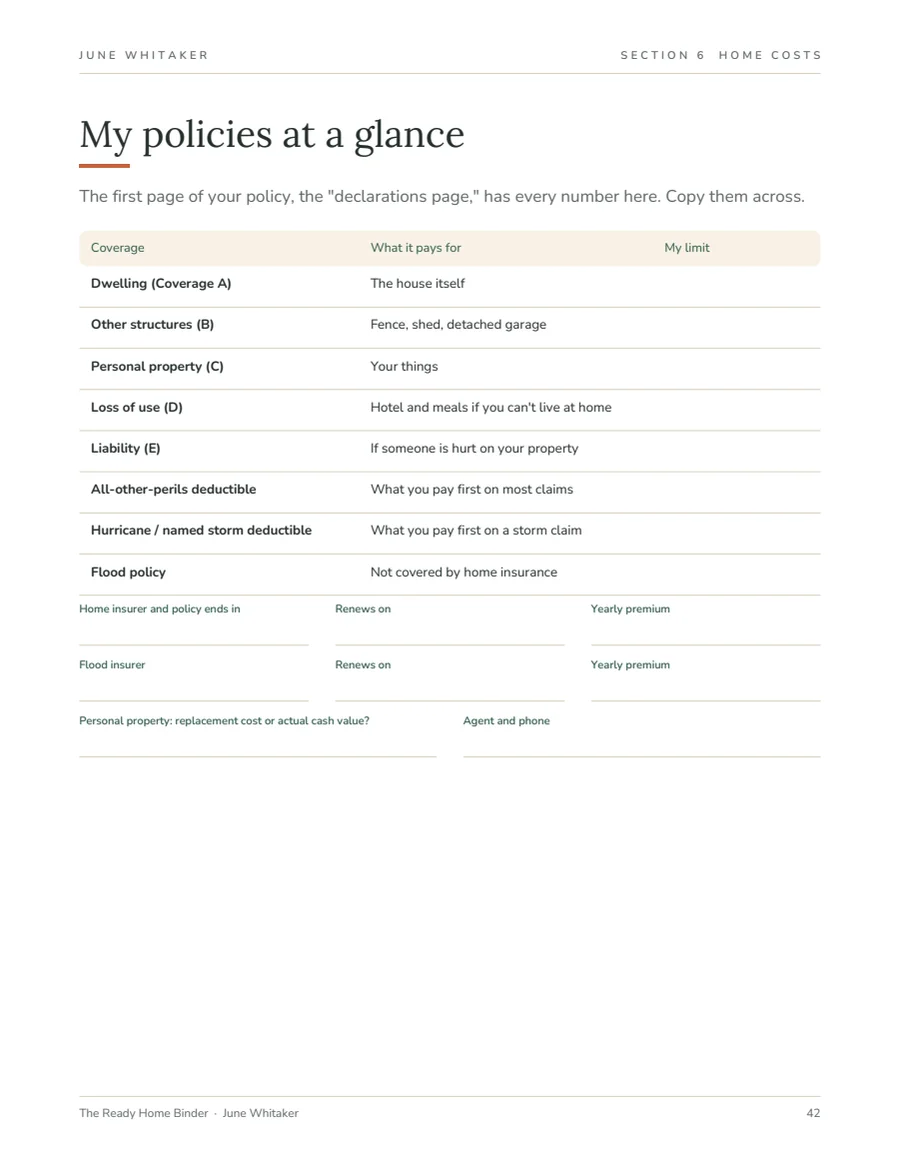 Page preview: My policies at a glance