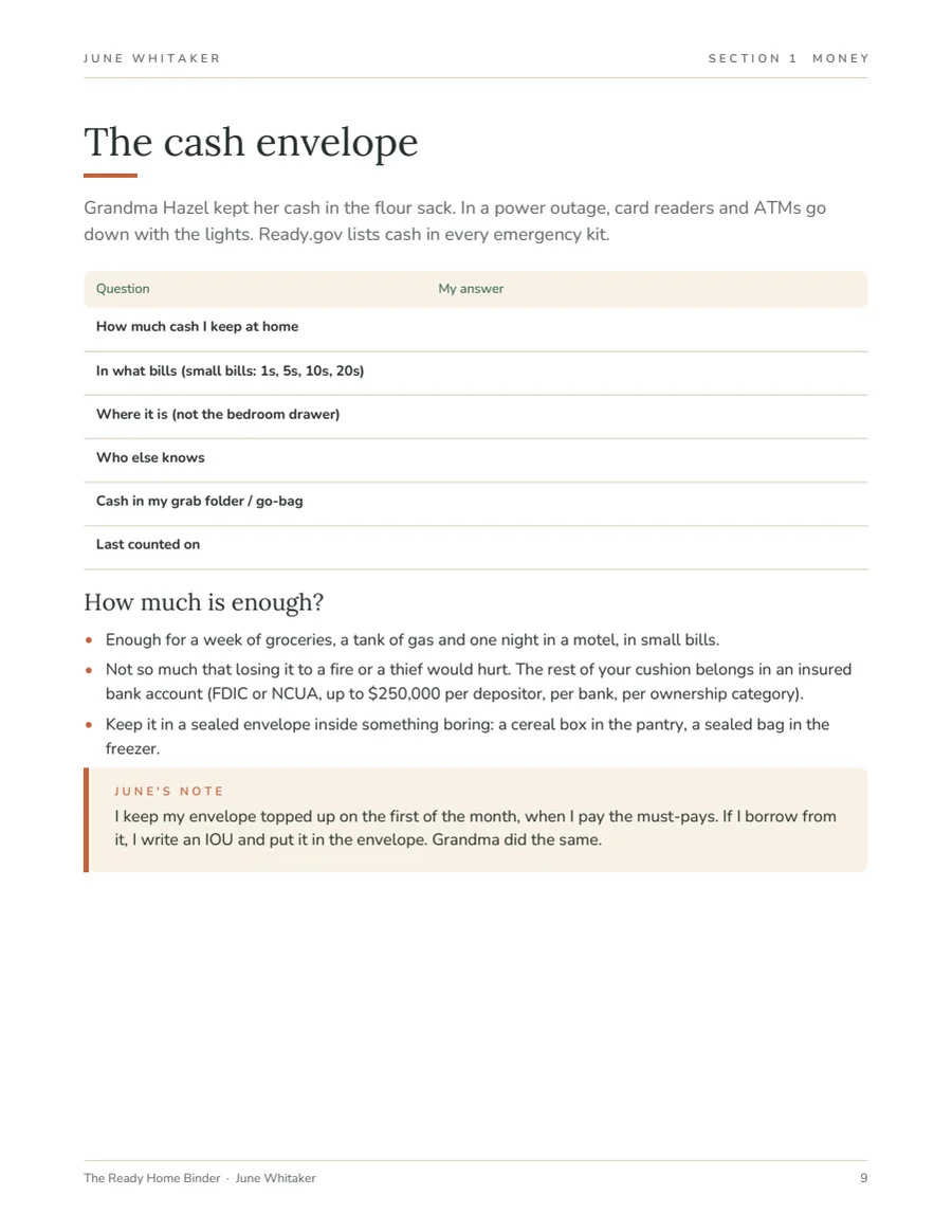 Page preview: The cash envelope