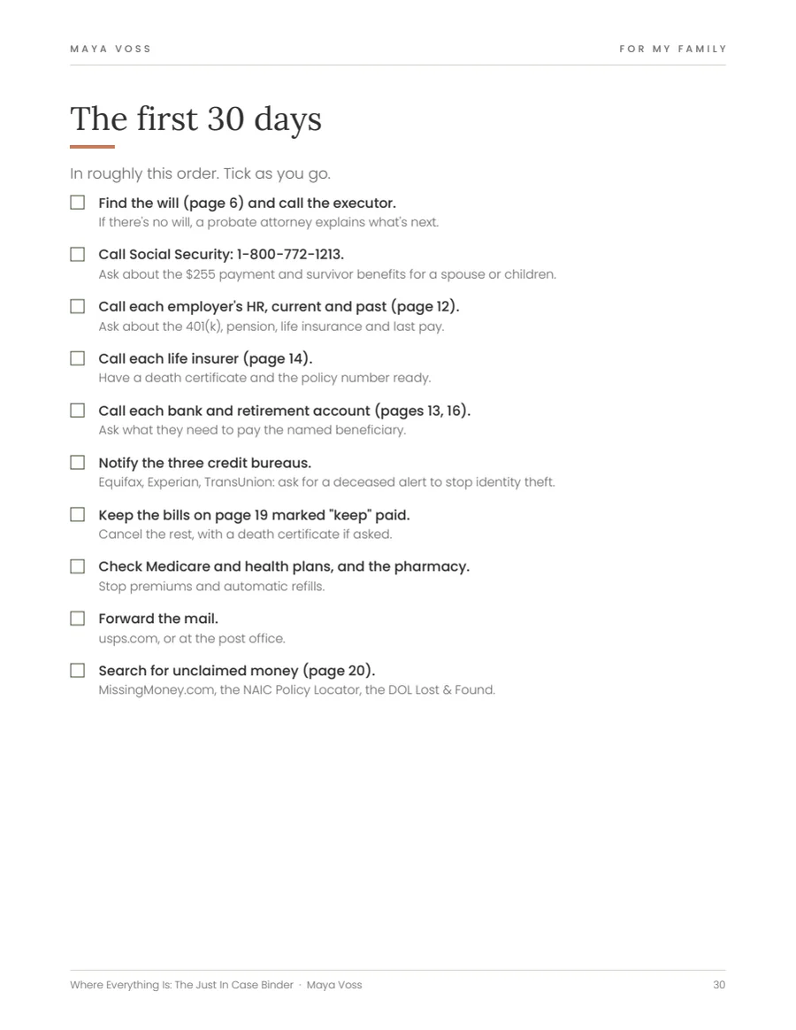 Page preview: The first 30 days