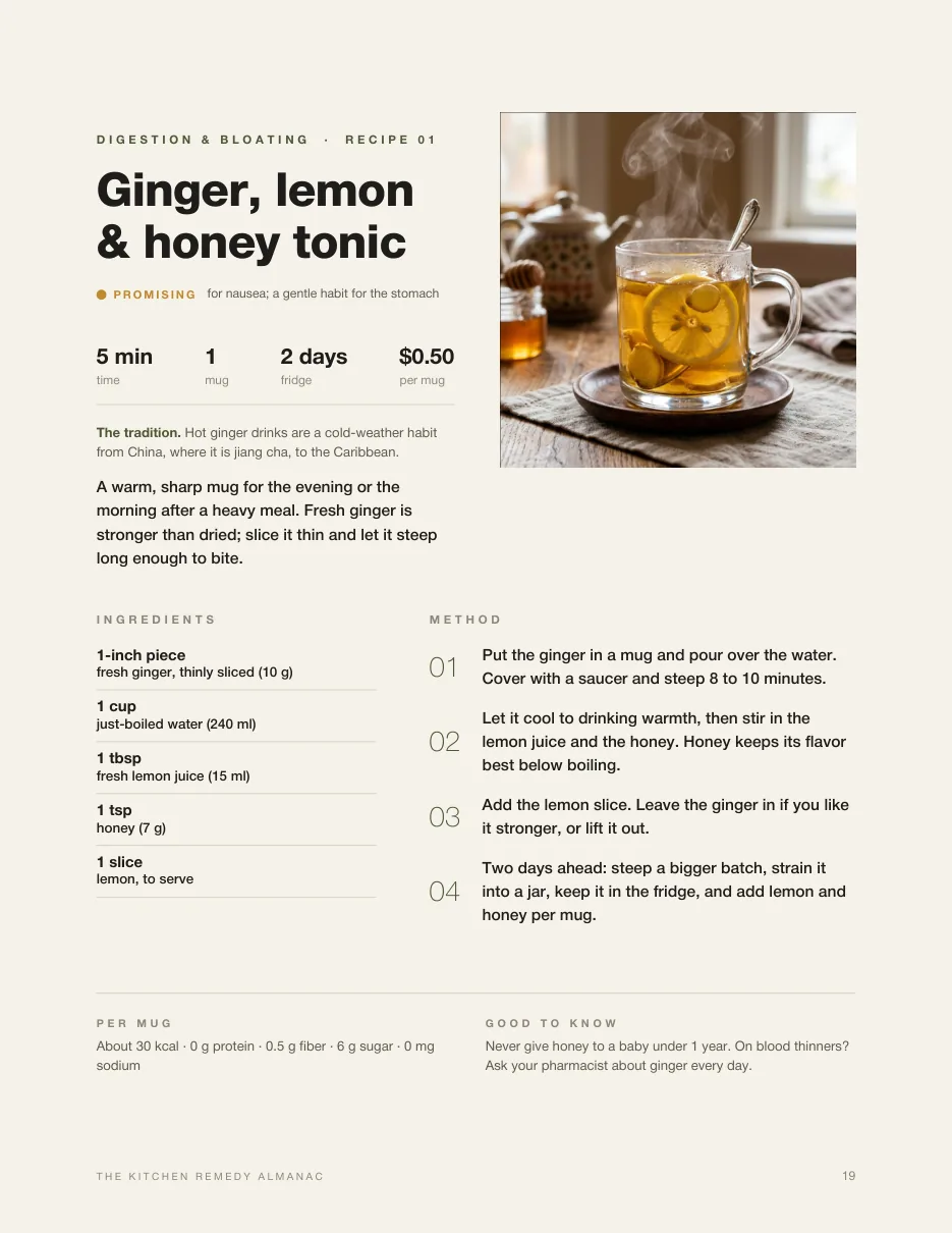 Page from The Kitchen Remedy Almanac: A recipe page